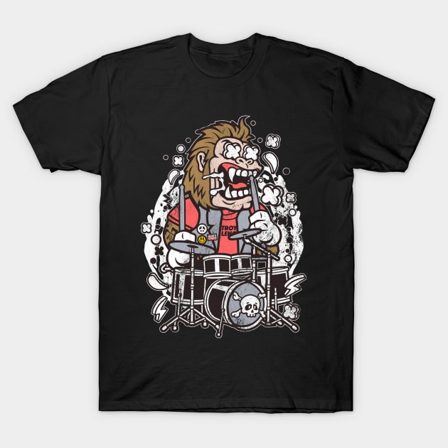 Gorilla Drums Destroyer of Silence Drummer Distressed T-Shirt by markz66